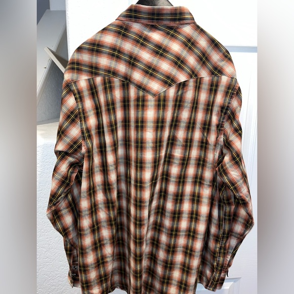 Pendleton Frontier Shirt Long Sleeve‎ Pearl Snap Western Blue Brown Plaid Sz XXL - Picture 4 of 4